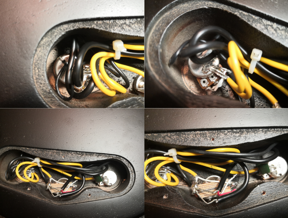 photo displays Epiphone Les Paul Special VE's electronics