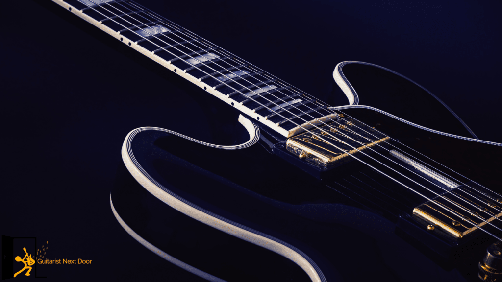 displays an electric guitar for blues