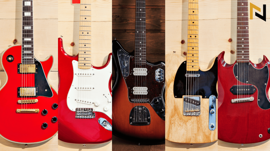 displays different electric guitar pickups
