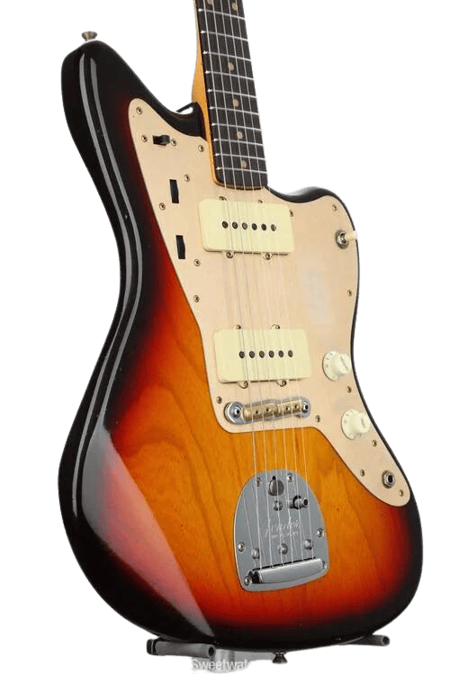 image showing Fender Jazzmaster hardware, showing unique Jazzmaster tremolo unit