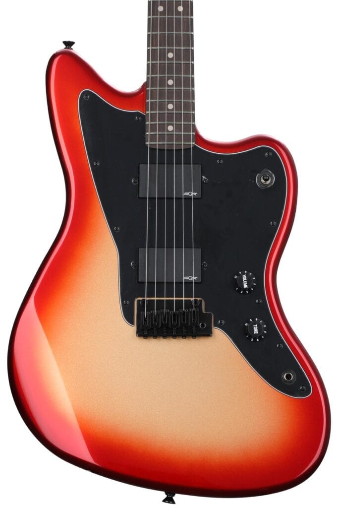 image showing Squier Contemporary Active Jazzmaster HH Electric Guitar finished in Sunset Metallic